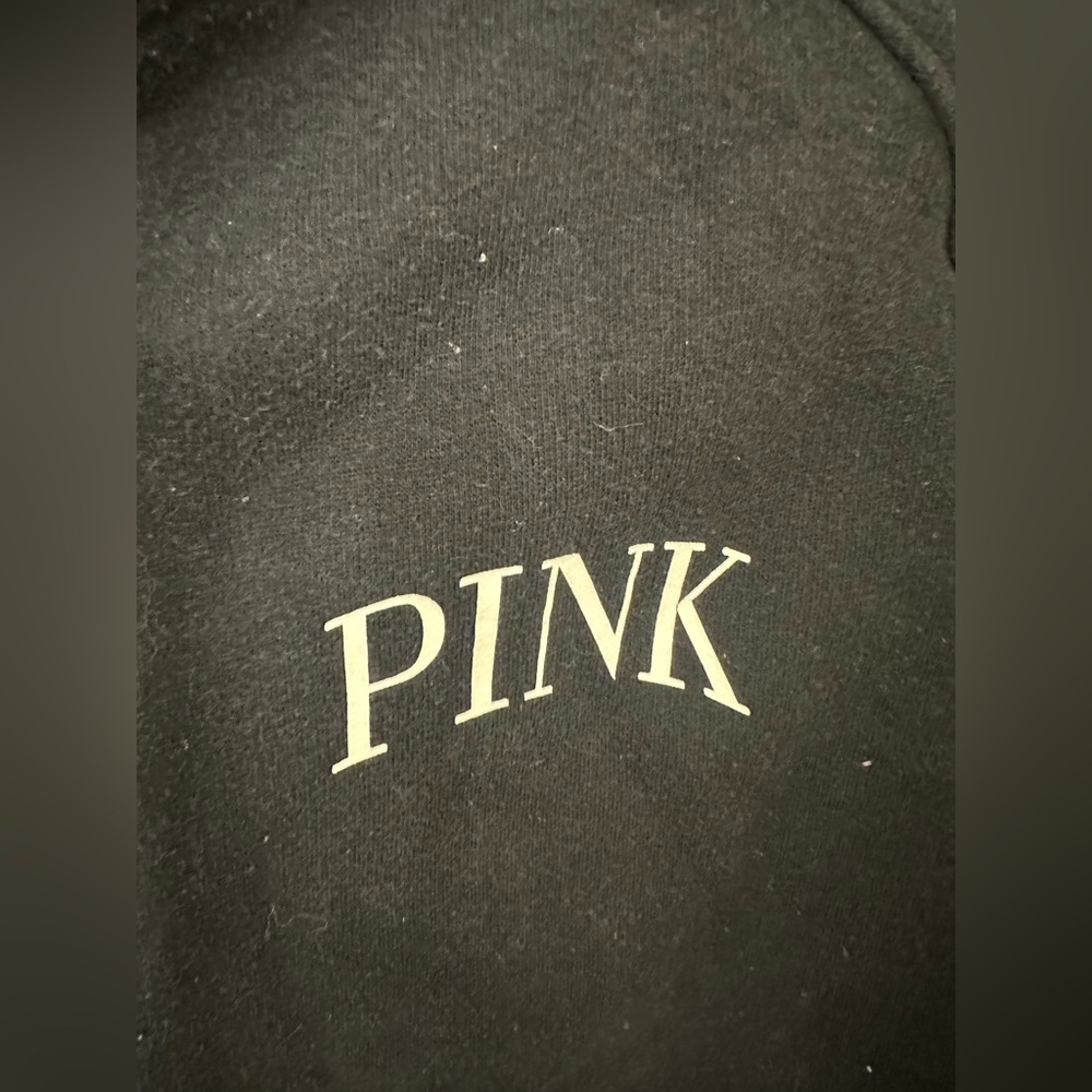 PINK Victoria's Secret Black Crop Hoodie (used) - Picture 2 of 4